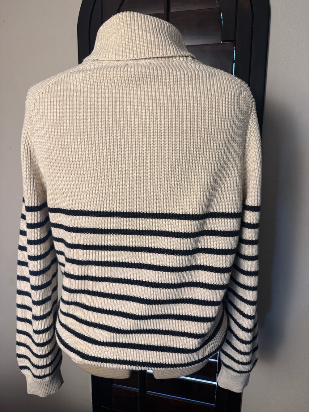 Brooks Brothers 346 Men's XL Navy Cream Cotton Shawl Collar Sweater - Picture 3 of 6